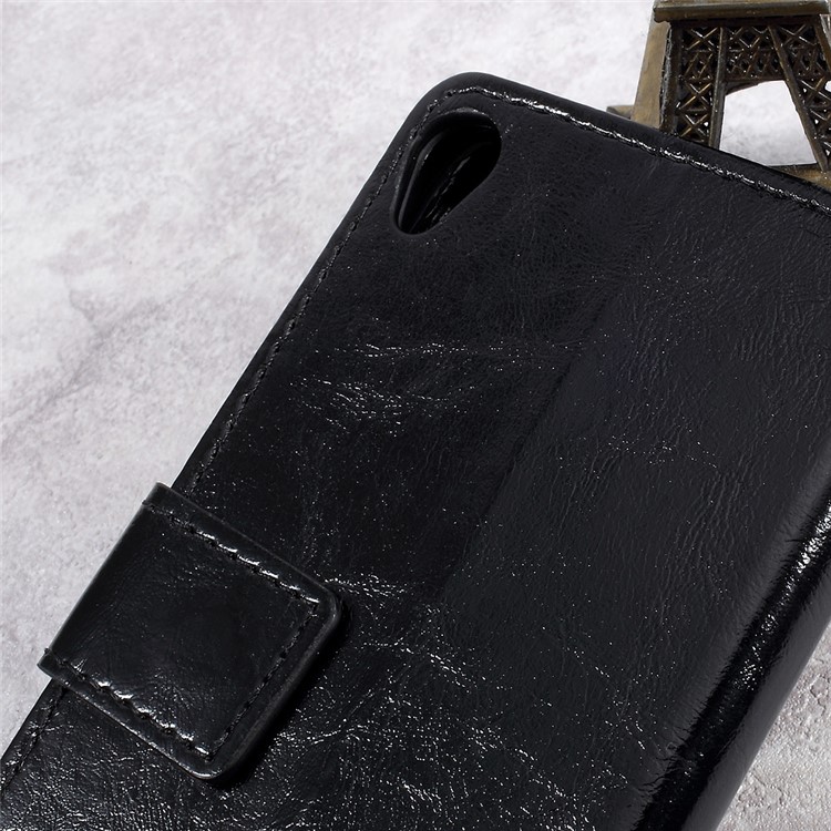 Crazy Horse Texture Leather Wallet Stand Cell Phone Case for Asus Zenfone Live ZB501KL - Black-8