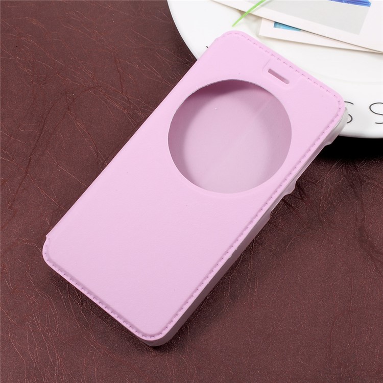 Flip PU Leather View Window Phone Case for Asus Zenfone Live ZB501KL - Pink-1