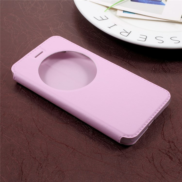 Flip PU Leather View Window Phone Case for Asus Zenfone Live ZB501KL - Pink-3