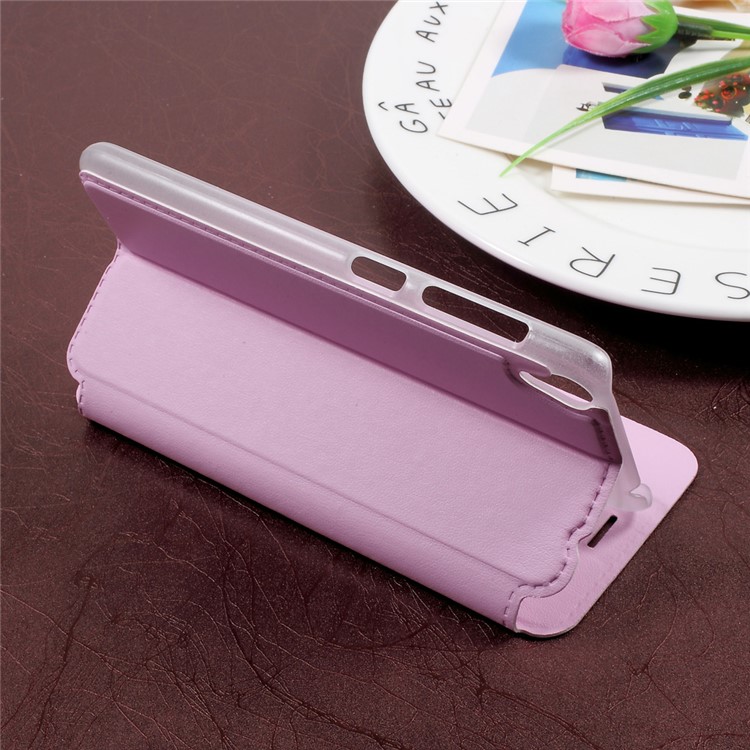 Flip PU Leather View Window Phone Case for Asus Zenfone Live ZB501KL - Pink-4