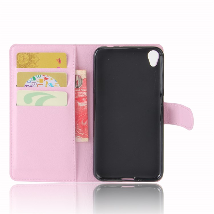 Litchi Skin Leather Wallet Cover Case for Asus Zenfone Live ZB501KL - Pink-3