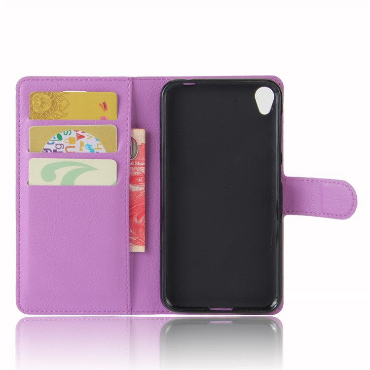 Litchi Skin Magnetic Leather Wallet Case for Asus Zenfone Live ZB501KL - Purple-3