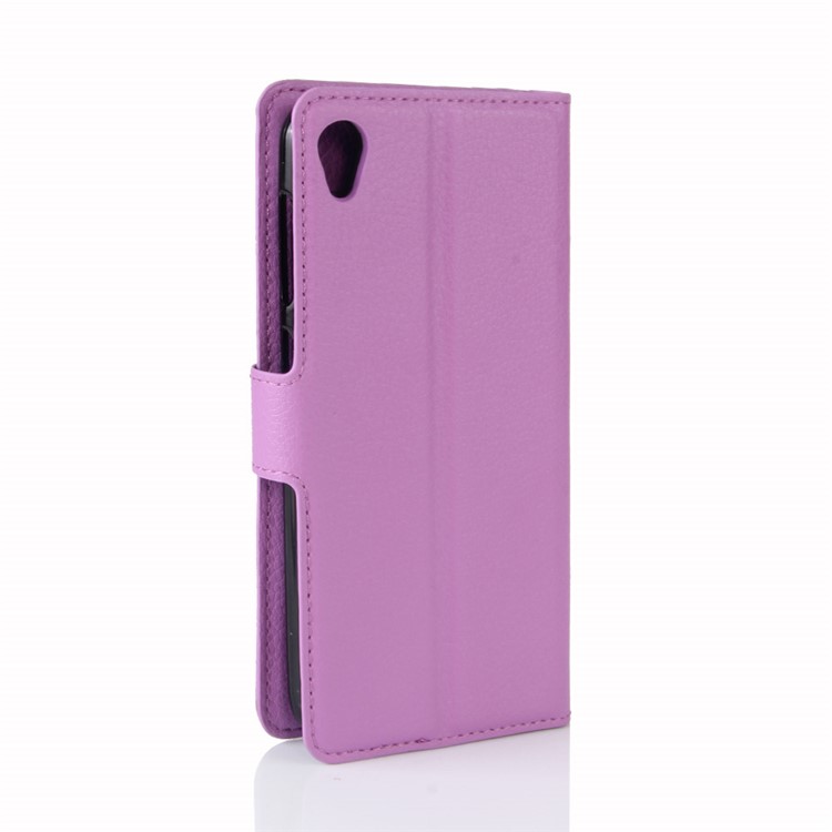 Litchi Skin Magnetic Leather Wallet Case for Asus Zenfone Live ZB501KL - Purple-6