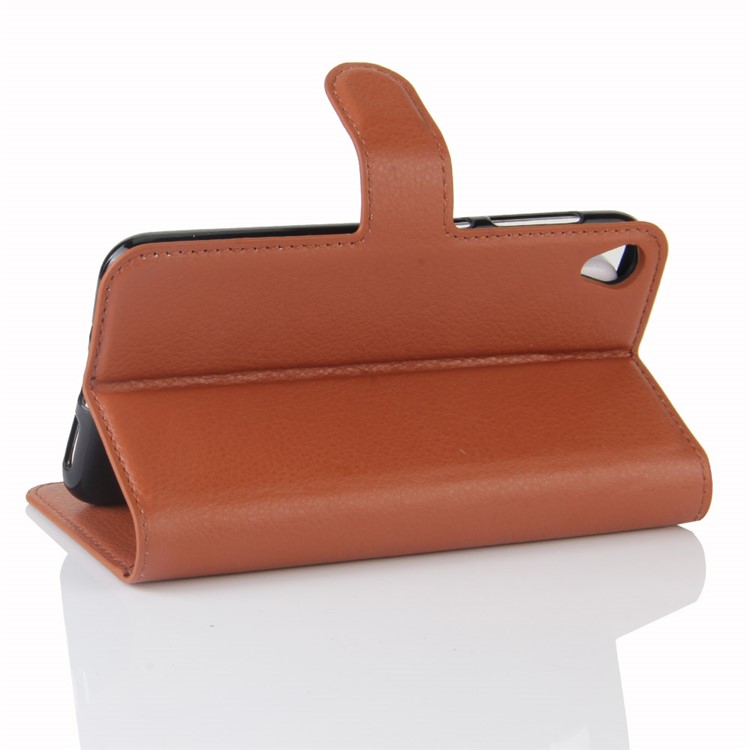 Litchi Skin Leather Wallet Case Accessory for Asus Zenfone Live ZB501KL - Brown-5