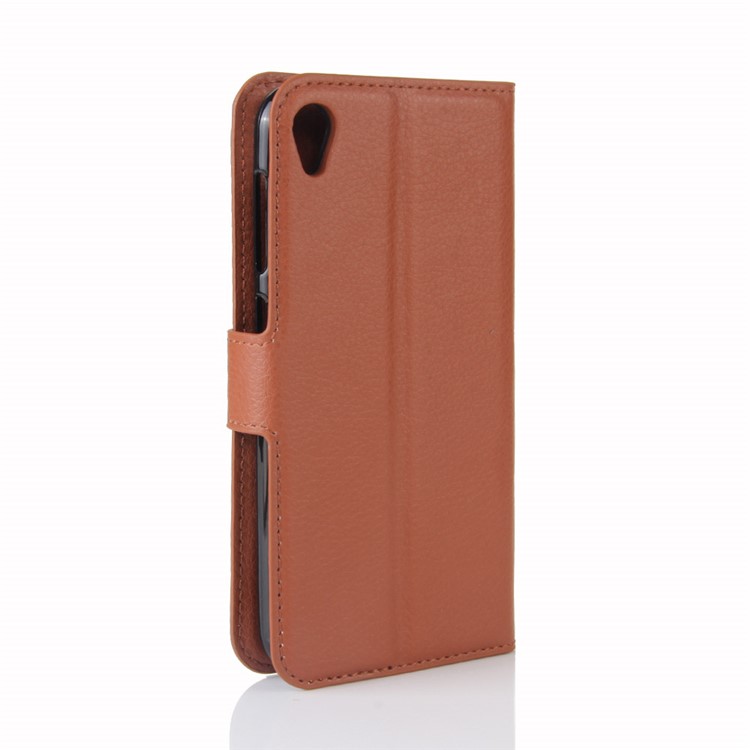 Litchi Skin Leather Wallet Case Accessory for Asus Zenfone Live ZB501KL - Brown-6