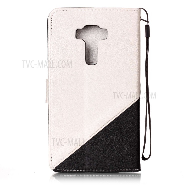 Sand-like Grain Bi-Color Leather Wallet Protective Cover for Asus Zenfone 3 ZE552KL - White-2