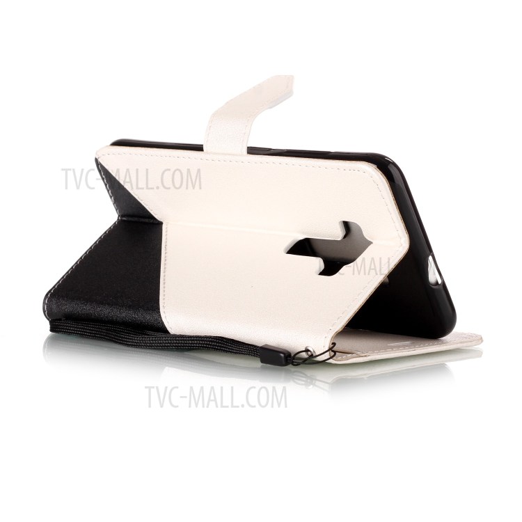Sand-like Grain Bi-Color Leather Wallet Protective Cover for Asus Zenfone 3 ZE552KL - White-4