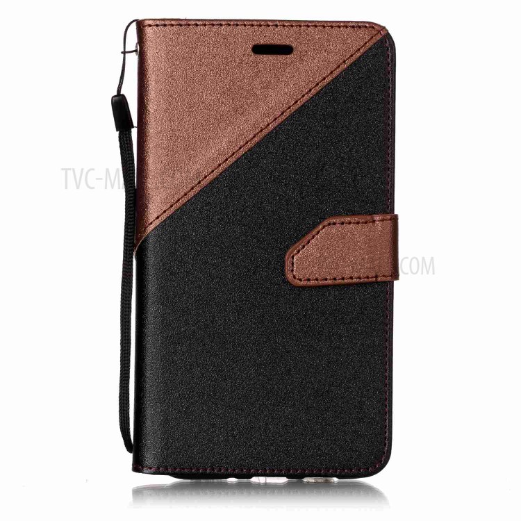 Sand-like Grain Bi-Color Leather Wallet Casing Cover for Asus Zenfone 3 ZE552KL - Brown-1