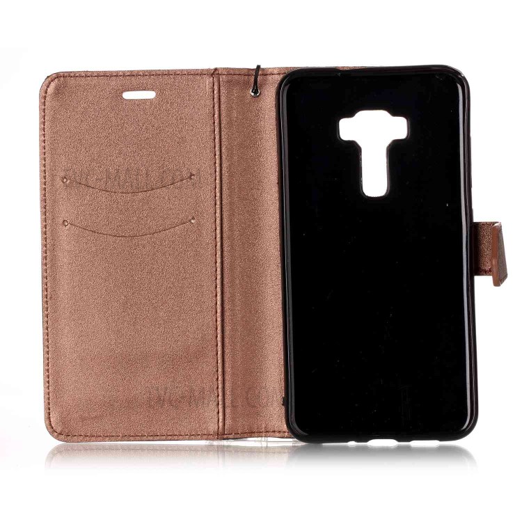 Sand-like Grain Bi-Color Leather Wallet Casing Cover for Asus Zenfone 3 ZE552KL - Brown-3