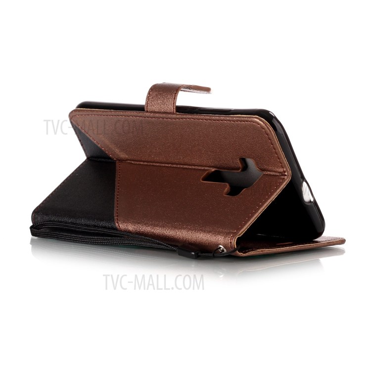 Sand-like Grain Bi-Color Leather Wallet Casing Cover for Asus Zenfone 3 ZE552KL - Brown-4