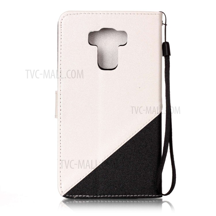 Bi-Color Sand-like Leather Wallet Mobie Cover with Strap for Asus Zenfone 3 Max ZC553KL - White-2