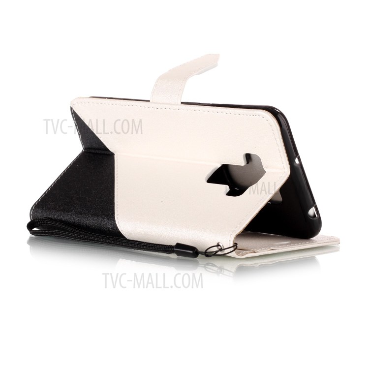 Bi-Color Sand-like Leather Wallet Mobie Cover with Strap for Asus Zenfone 3 Max ZC553KL - White-4