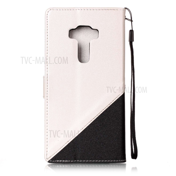 Assorted Color Sand-like Grain Leather Wallet Case Shell with Lanyard for Asus Zenfone 3 ZE520KL - White-2