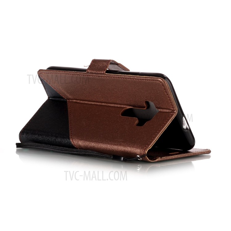 Contract Color Sand-like Grain Leather Wallet Stand Shell Cover with Lanyard for Asus Zenfone 3 ZE520KL - Brown-4