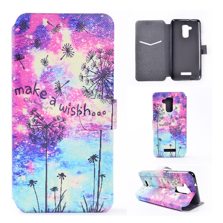 Pattern Printing Leather Stand Case for Asus Zenfone 3 Max ZC520TL - Dandelion and Quote-1