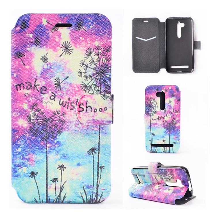 Pattern Printing Leather Stand Case for Asus Zenfone Go ZB500KL - Dandelion and Quote-1