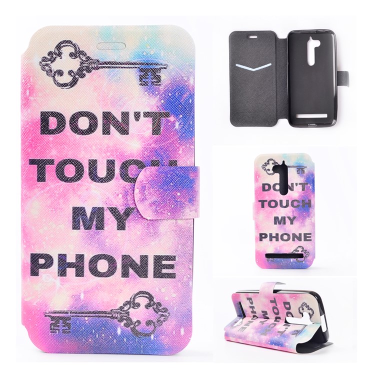 Pattern Printing Magnetic Leather Stand Case for Asus Zenfone Go ZB500KL - Do not Touch My Phone-1