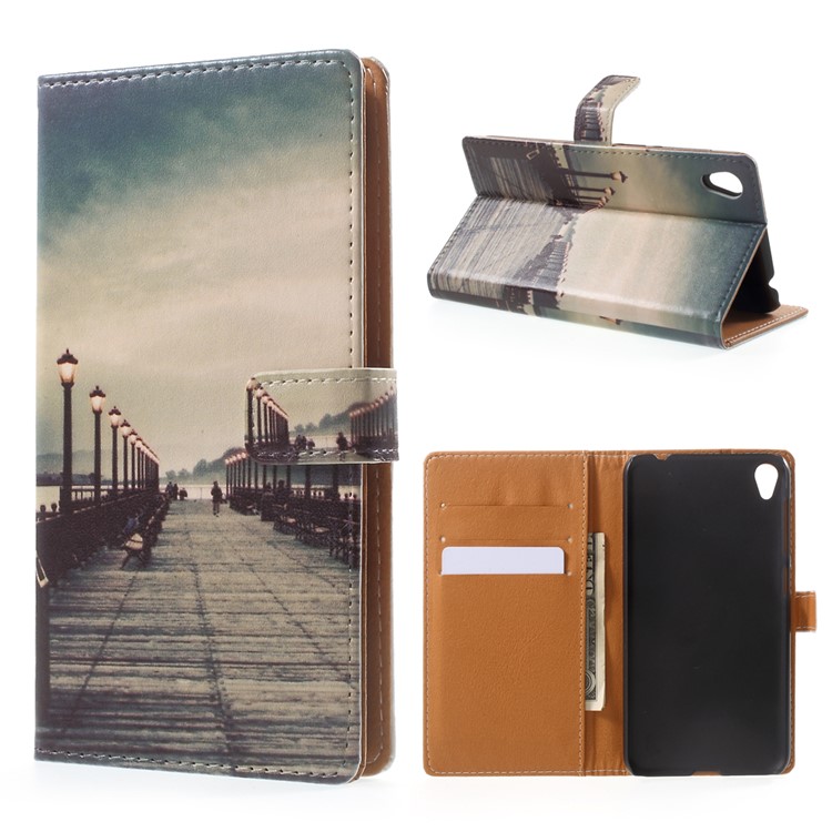 Pattern Printing Leather Wallet Case for Asus Zenfone Live ZB501KL - Dock at Sunset-1