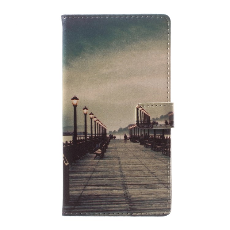 Pattern Printing Leather Wallet Case for Asus Zenfone Live ZB501KL - Dock at Sunset-2