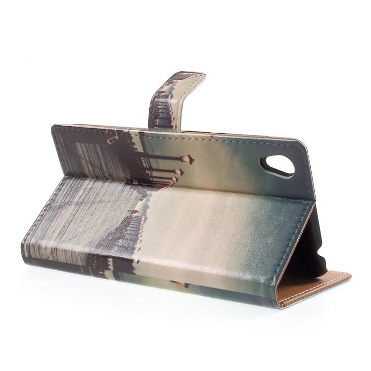 Pattern Printing Leather Wallet Case for Asus Zenfone Live ZB501KL - Dock at Sunset-4