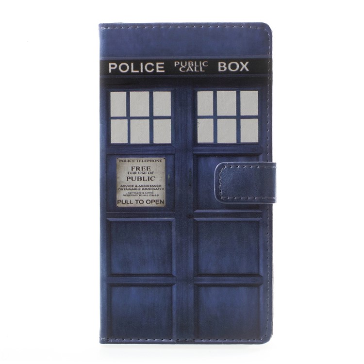 Pattern Printing PU Leather Wallet Case for Asus Zenfone Live ZB501KL - Police Public Call Box-1