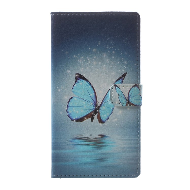 Pattern Printing Stand Leather Wallet Case for Asus Zenfone Live ZB501KL - Blue Butterfly-1