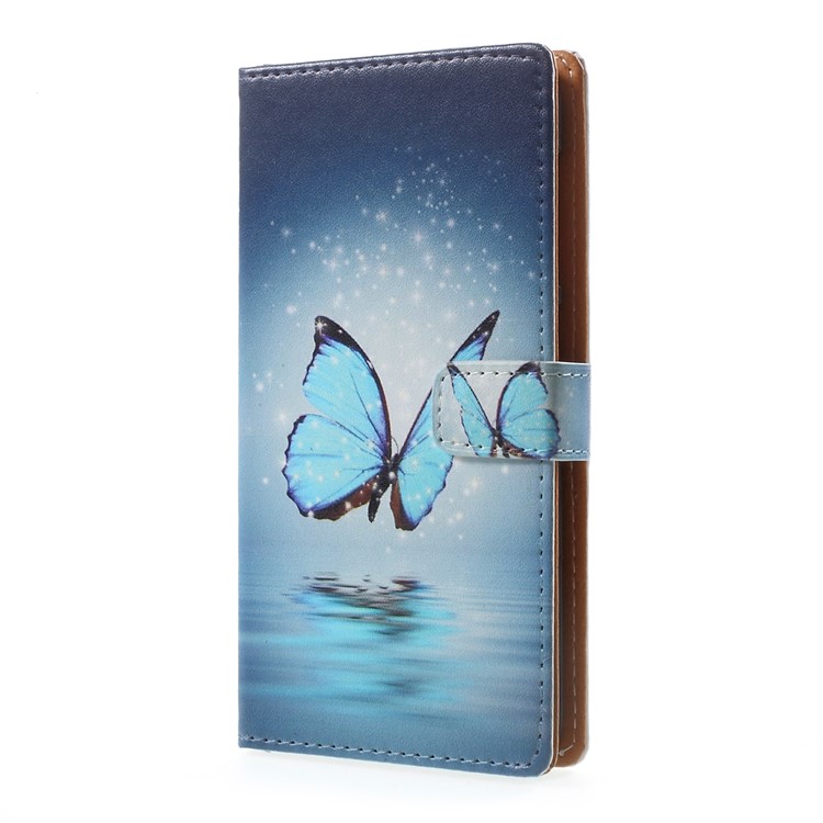 Pattern Printing Stand Leather Wallet Case for Asus Zenfone Live ZB501KL - Blue Butterfly-2