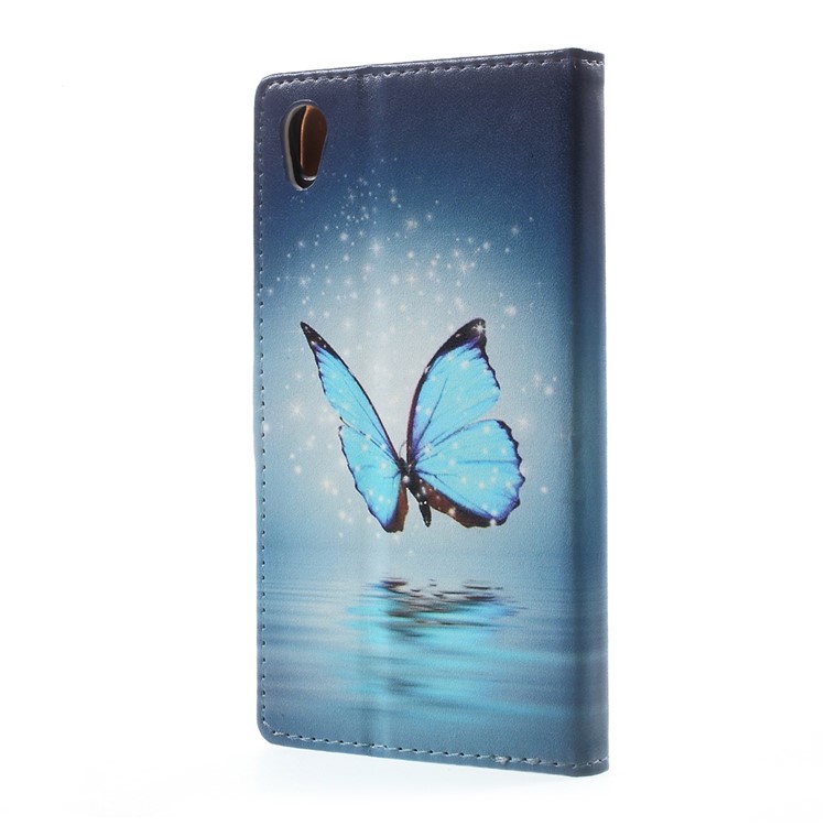 Pattern Printing Stand Leather Wallet Case for Asus Zenfone Live ZB501KL - Blue Butterfly-3
