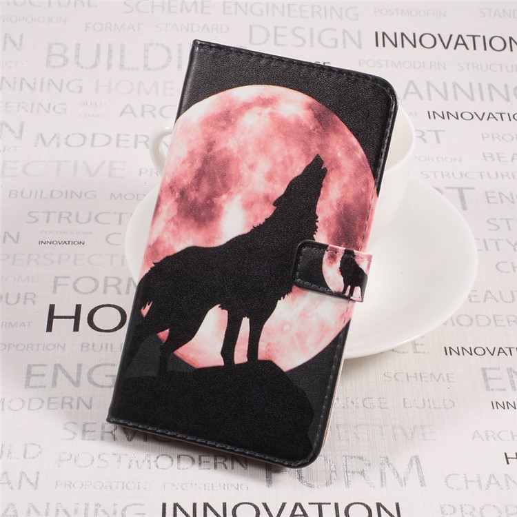 Pattern Printing Wallet Leather Case Cover for Asus Zenfone 3s Max ZC521TL - Wolf Howling at the Moon-1