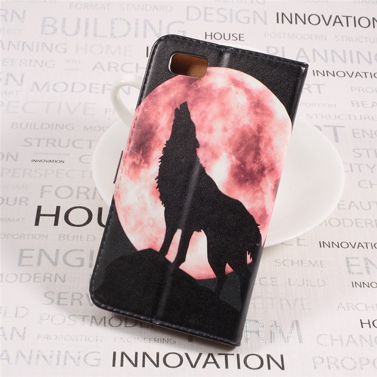 Pattern Printing Wallet Leather Case Cover for Asus Zenfone 3s Max ZC521TL - Wolf Howling at the Moon-2