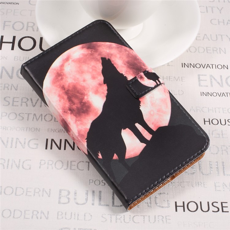 Pattern Printing Wallet Leather Case Cover for Asus Zenfone 3s Max ZC521TL - Wolf Howling at the Moon-3