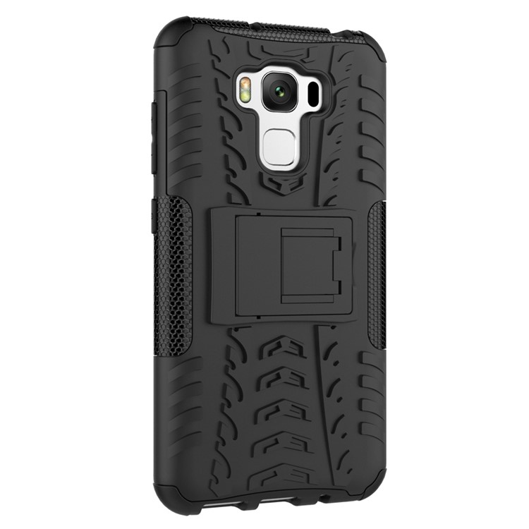 For Asus Zenfone 3 Max ZC553KL Tyre Pattern Kickstand PC + TPU Combo Cover - Black-11