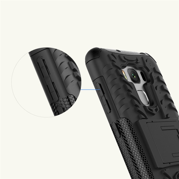 For Asus Zenfone 3 Max ZC553KL Tyre Pattern Kickstand PC + TPU Combo Cover - Black-12