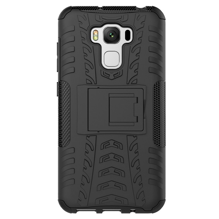For Asus Zenfone 3 Max ZC553KL Tyre Pattern Kickstand PC + TPU Combo Cover - Black-4