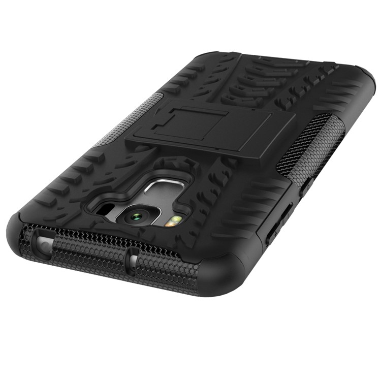 For Asus Zenfone 3 Max ZC553KL Tyre Pattern Kickstand PC + TPU Combo Cover - Black-6
