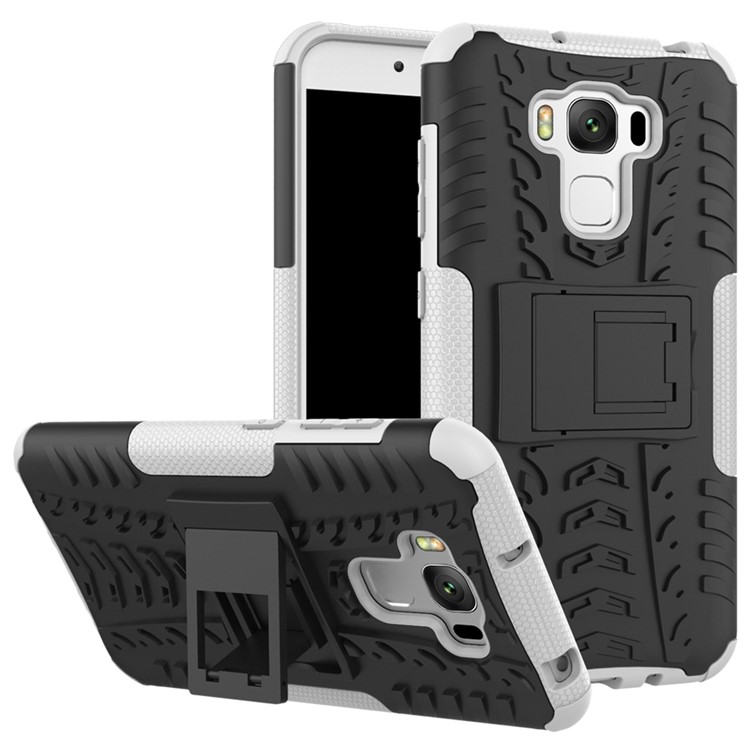 2-in-1 Tyre Pattern Kickstand PC + TPU Combo Phone Cover for Asus Zenfone 3 Max ZC553KL - White-1