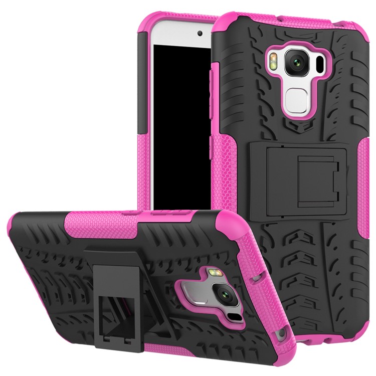 For Asus Zenfone 3 Max ZC553KL Pattern Kickstand Hybrid PC + TPU Phone Cover - Rose-1
