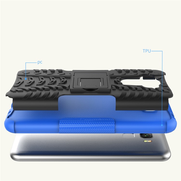 2-in-1 Tyre Pattern Hybrid PC + TPU Kickstand Cover Shell for Asus Zenfone 3 Max ZC553KL - Blue-3