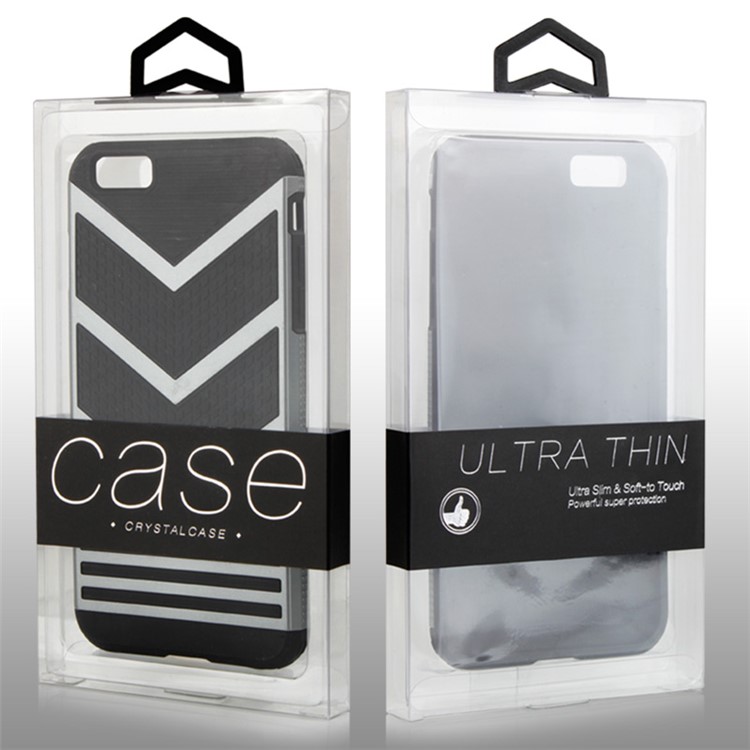 50Pcs/Lot KJ-666 PVC Package Packaging Box for iPhone 7 Cases, Size: 166 x 94 x 15.5mm - Black-1