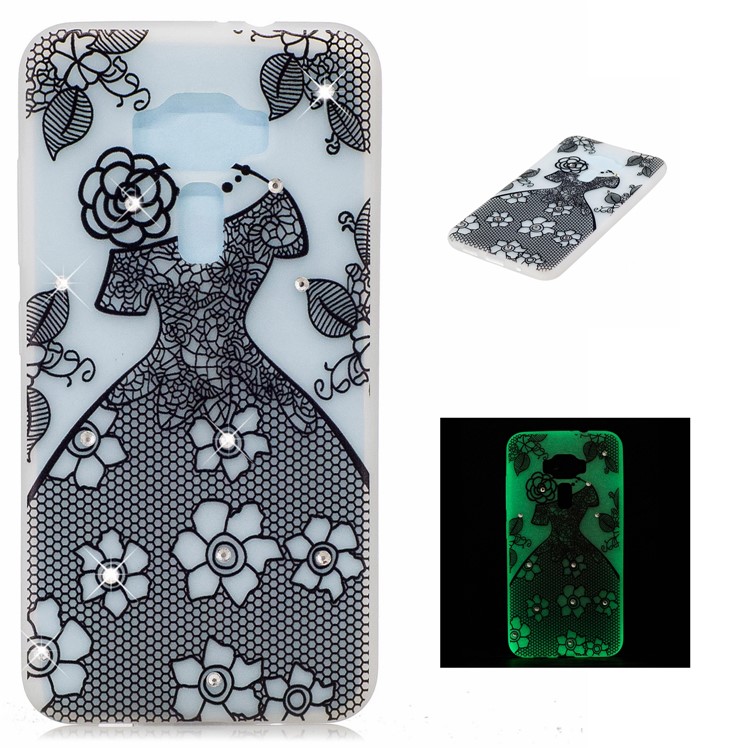 For Asus Zenfone 3 ZE520KL Diamonte Luminous Soft TPU Embossment Case Accessory - Beautiful Skirt-1