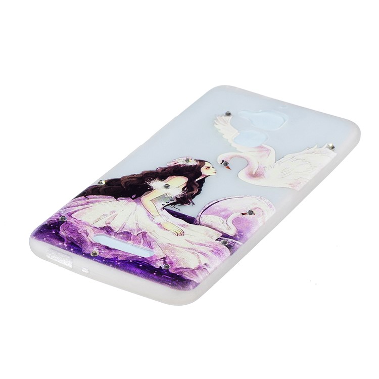 Diamond Embossment Luminous TPU Case for Asus Zenfone 3 Max ZC520TL - Pretty Girl and White Swan-2