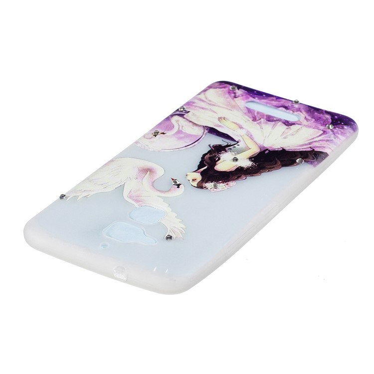 Diamond Embossment Luminous TPU Case for Asus Zenfone 3 Max ZC520TL - Pretty Girl and White Swan-3