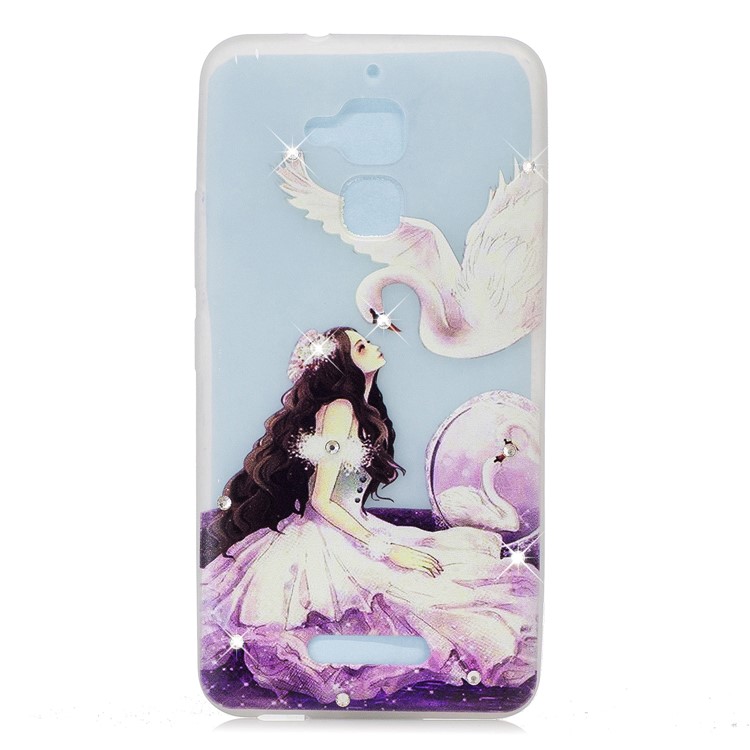 Diamond Embossment Luminous TPU Case for Asus Zenfone 3 Max ZC520TL - Pretty Girl and White Swan-5