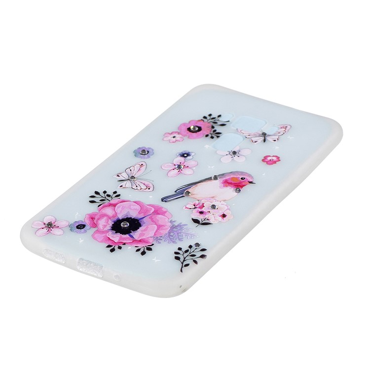 Embossed Diamond Decor Luminous Soft Case (TPU) for Asus Zenfone 3 ZE552KL - Flowers and Butterflies-2