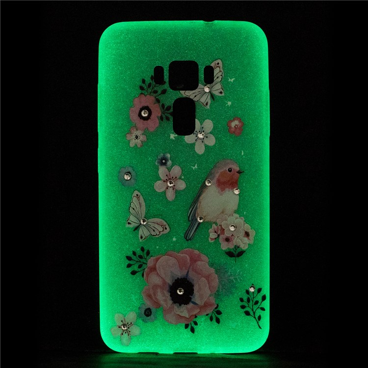 Embossed Diamond Decor Luminous Soft Case (TPU) for Asus Zenfone 3 ZE552KL - Flowers and Butterflies-4