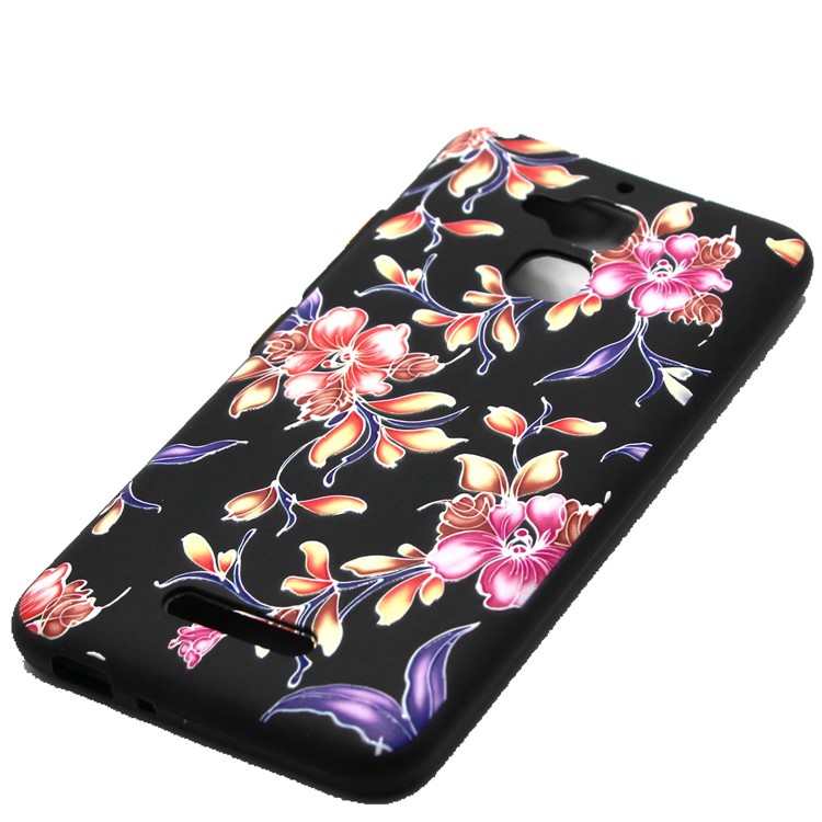 Rubberized Embossing Pattern Printing TPU Soft Case for Asus Zenfone 3 Max ZC520TL - Peonies-2