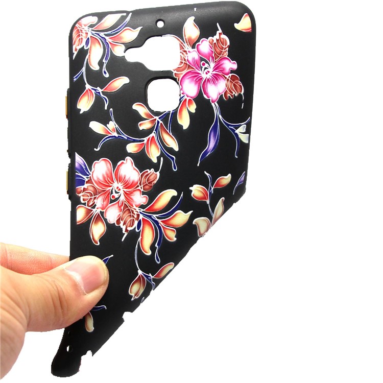 Rubberized Embossing Pattern Printing TPU Soft Case for Asus Zenfone 3 Max ZC520TL - Peonies-4