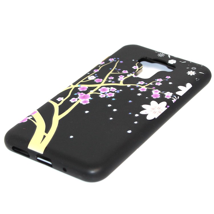 For Asus Zenfone 3 Max ZC553KL Rubberized Embossed Pattern Printing Gel TPU Case with Strap - Plum Blossom with Branches-2