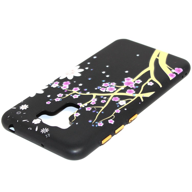 For Asus Zenfone 3 Max ZC553KL Rubberized Embossed Pattern Printing Gel TPU Case with Strap - Plum Blossom with Branches-3