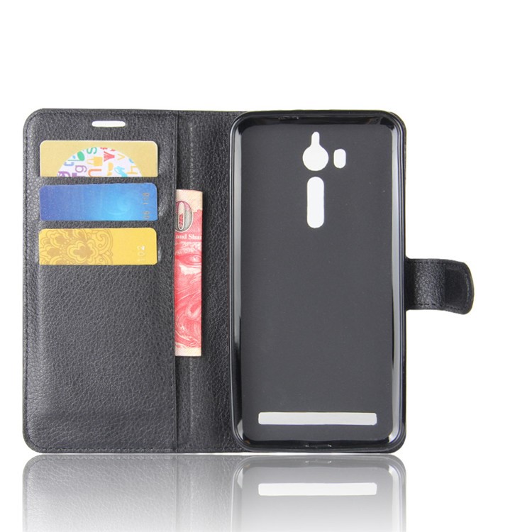 Litchi Skin Wallet Leather Stand Case for Asus Zenfone Go ZB552KL - Black-3